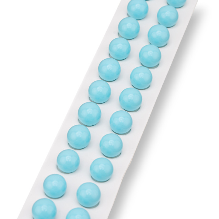 Perles en Pâte Turquoise Demi Trou 4 Fleurs Rondes Lisses 10mm 24pcs