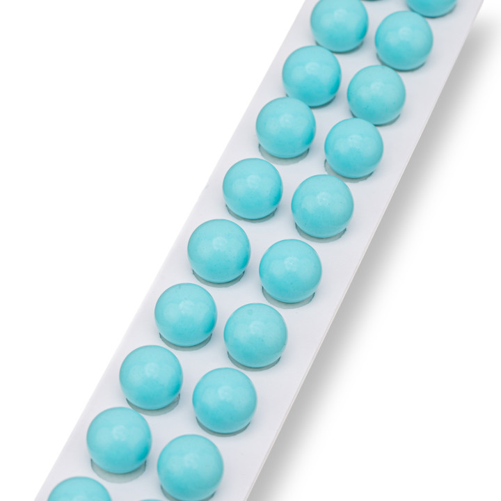 Cuentas de medio agujero en pasta turquesa, 4 flores redondas lisas, 12 mm, 20 piezas