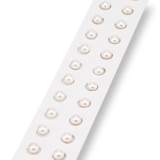 Cuentas de medio agujero Mallorca perla blanca redonda lisa 06 mm 24 piezas
