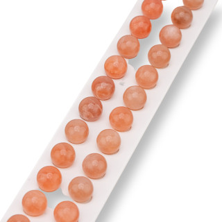 Halbloch-Rosa-Mondstein-Perlen, rund, glatt, 10 mm, 24 Stück