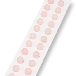 Demi-Trou Quartz Rose Perles Rondes Lisse 08mm 24pcs