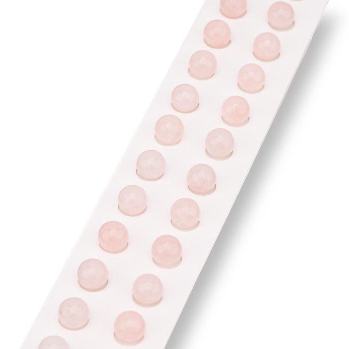 Halbloch-Rosenquarz-Perlen, rund, glatt, 08 mm, 24 Stück