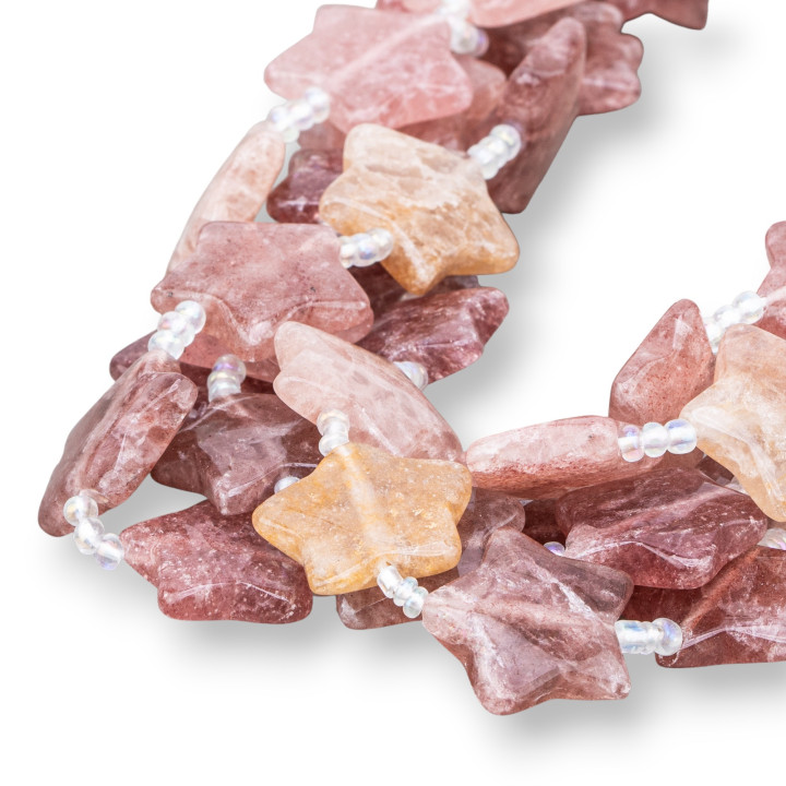 Strawberry Quartz Flat Smooth Star 20mm