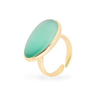 Bronzering mit Katzenaugen-Set, glatte Mango, 18 x 26 mm, goldenes Aqua