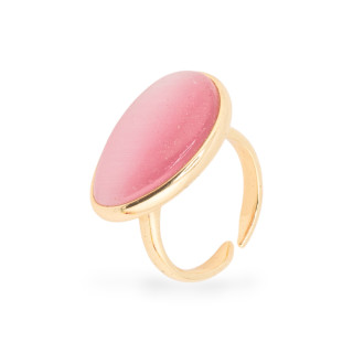 Bronzering mit Katzenaugen-Set, glatte Mango, 18 x 26 mm, Roségold