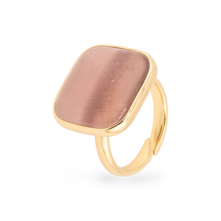 Anello di Bronzo con Occhio di Gatto Quadrato Liscio - Eleganza e Stile Unici | World of Jewel
