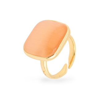 Bronzering mit Katzenaugen-Set, glatt, quadratisch, 22 mm, goldener Pfirsich