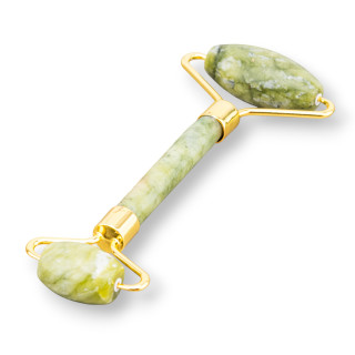 Roller Massager από φυσικές ημιπολύτιμες πέτρες και χρυσό ορείχαλκο καναδικό νεφρίτη