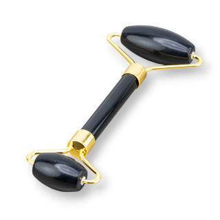 Roller Massager Από φυσικούς ημιπολύτιμους λίθους και Onyx Golden Brass