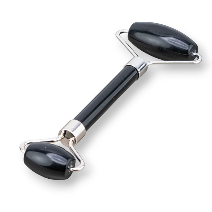 Roller Massager Κατασκευασμένο από φυσικές ημιπολύτιμες πέτρες και ορείχαλκο όνυχα με ρόδιο