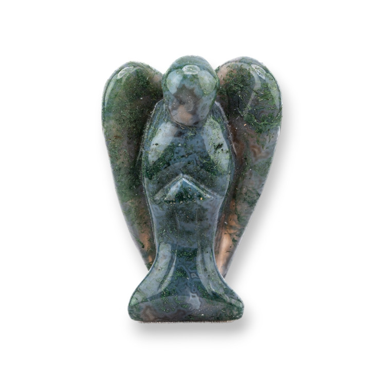 Halbedelstein-Statue-Ornament, 3,8 cm, 2,5 cm, Moosachat-Engel