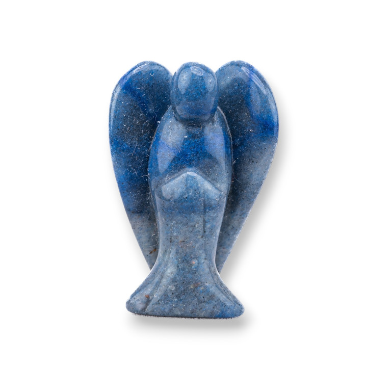 Statue ornementale de pierres semi-précieuses 1,5 pouces 2,5 cm ange aventurine bleue