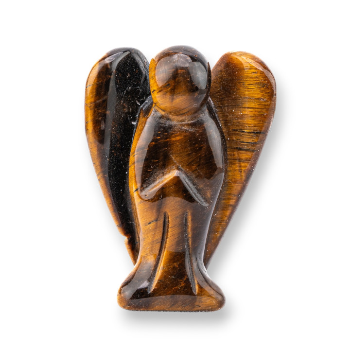 Soprammobile Statua Di Pietre Dure 1,5inch 3,5cm Angelo Di Occhio Di Tigre