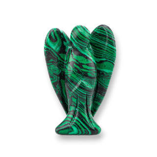 Statue ornementale en pierres semi-précieuses, 1.5 pouces, 2.5cm, ange en pâte de Malachite