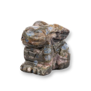 Gemstone Statue Ornament 1.5inch 3.5cm Brown Labradorite Flake Rabbit