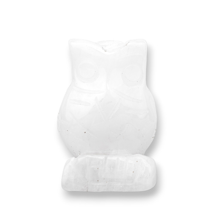 Statue de pierres précieuses ornement 1.5 pouces 2.5cm hibou en cristal de roche