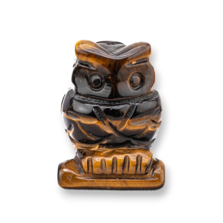 Gemstone Statue Ornament 1.5inch 3.5cm Tiger's Eye Owl