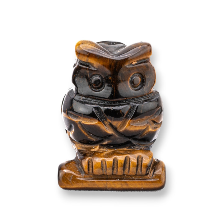 Adorno de estatua de piedra semipreciosa, búho ojo de tigre de 1,5 pulgadas y 2,5 cm