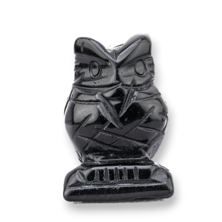 Ornement de statue en pierre semi-précieuse 1,5 pouces 2,5 cm Hibou Onyx