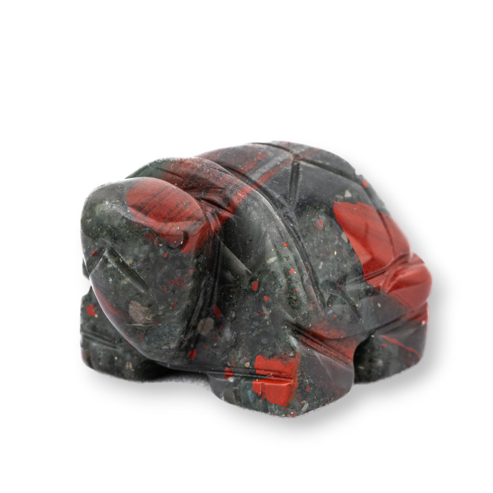 Soprammobile Statua Di Pietre Dure 1,5inch 3,5cm Tartaruga Di Bloody Jasper