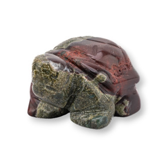 Gemstone Statue Ornament 1.5inch 3.5cm Red Green Jasper Turtle