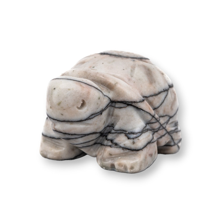 Adorno de estatua de piedra semipreciosa, tortuga de jaspe cebra de 1,5 pulgadas y 2,5 cm