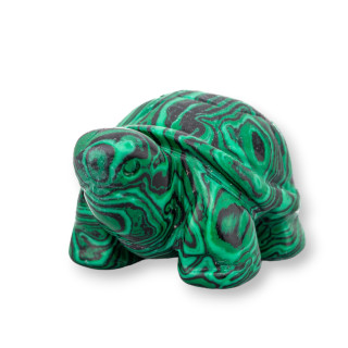 Estatua decorativa de piedras semipreciosas, tortuga de pasta de malaquita de 1,5 pulgadas y 2,5 cm