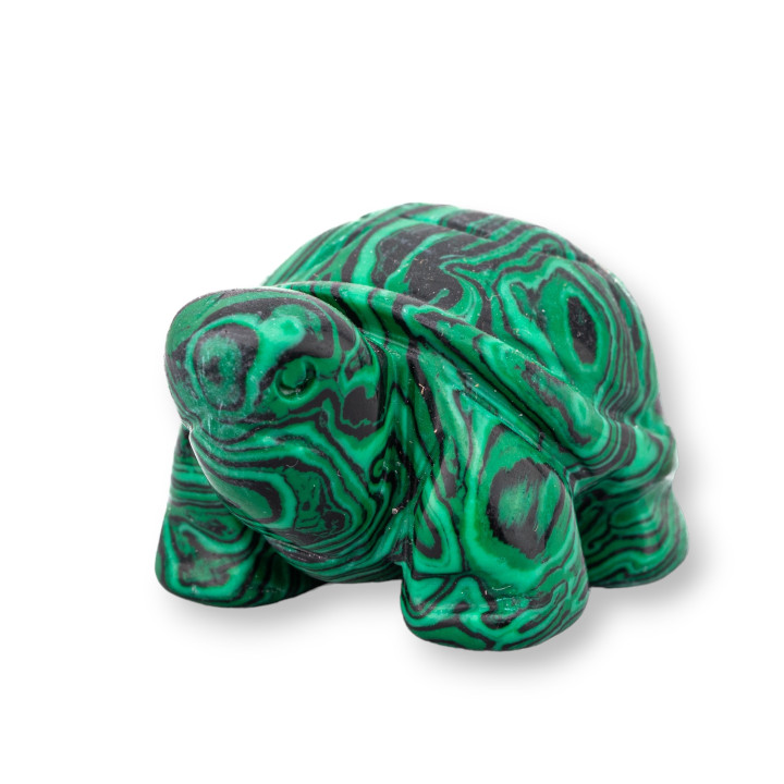 Soprammobile Statua Di Pietre Dure 1,5inch 3,5cm Tartaruga Di Pasta Di Malachite