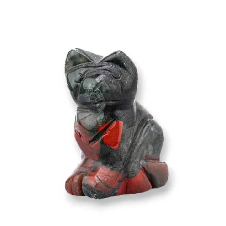 Halbedelstein-Statue, 3,8 cm, 2,5 cm, blutiger Jaspis-Hund