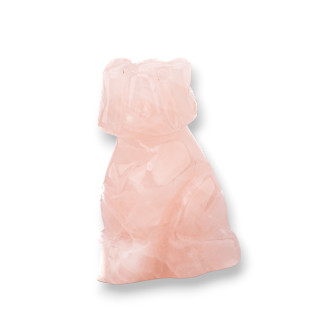 Semiprecious Stone Statue Ornament 1.5inch 3.5cm Rose Quartz Dog