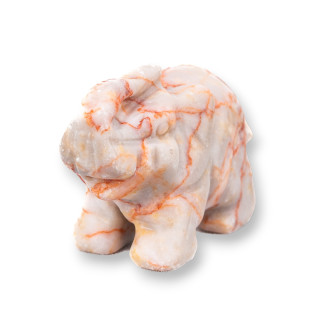 Semiprecious Stone Statue Ornament 1.5inch 3.5cm Pink Jasper Elephant