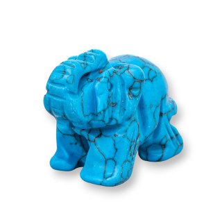 Adorno de estatua de piedras preciosas, elefante de magnesita azul de 1,5 pulgadas y 2,5 cm