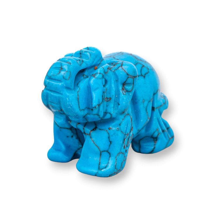 Ornament Statue Of Semi-precious Stones 1.5inch 3.5cm Blue Magnesite Elephant