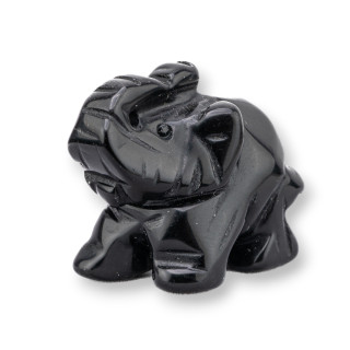 Ornement de statue en pierre semi-précieuse 1,5 pouces 2,5 cm Éléphant Onyx