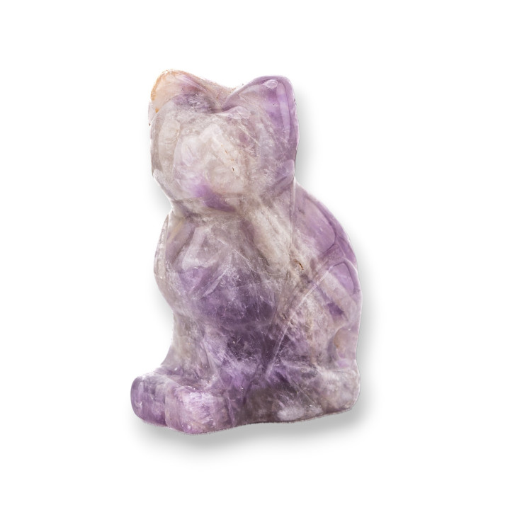 Adorno de estatua de piedras preciosas, gato amatista de 1,5 pulgadas y 2,5 cm