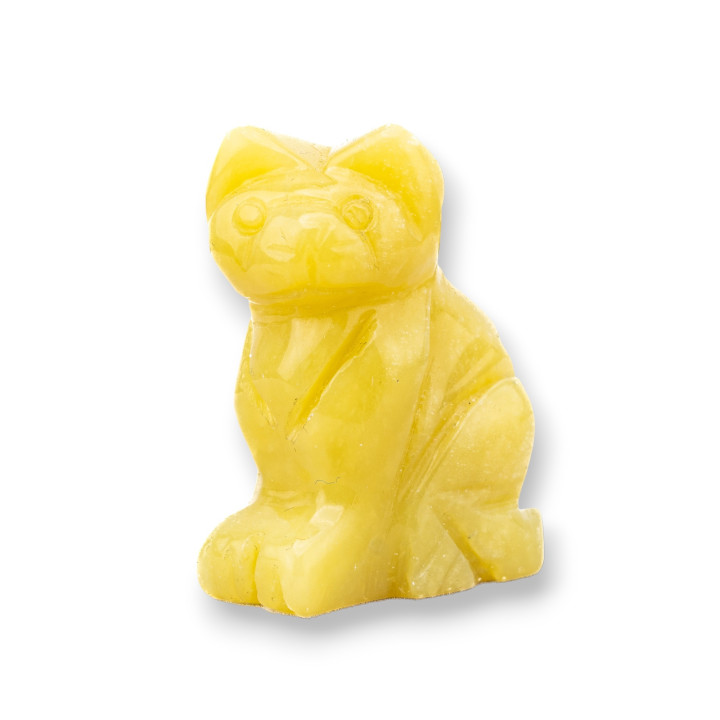 Ornement de statue en pierre semi-précieuse 1,5 pouces 2,5 cm Chat de jade olive