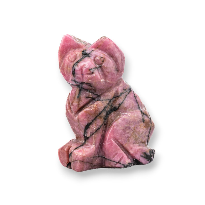 Adorno de estatua de piedra semipreciosa, gato de rodonita oscura de 1,5 pulgadas y 2,5 cm