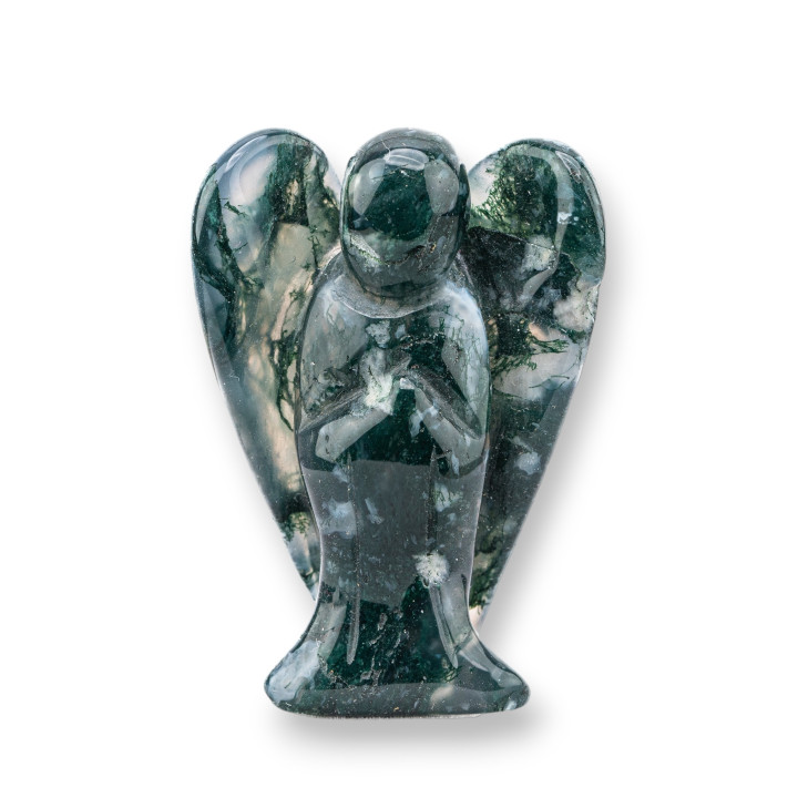 Adorno de estatua de piedras preciosas Ángel de ágata musgosa de 2 pulgadas y 5 cm