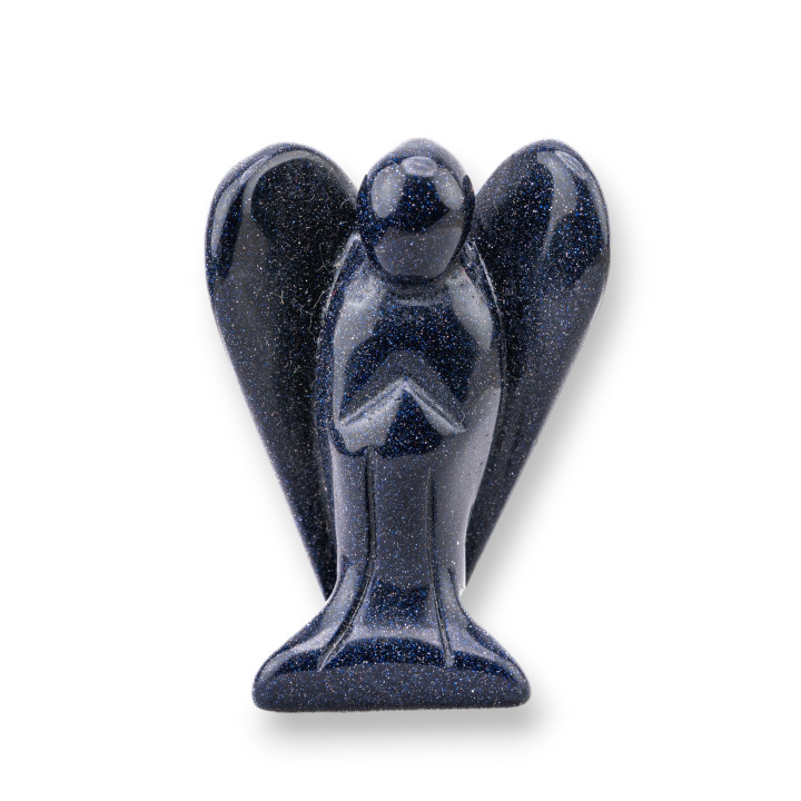 Adorno de estatua de piedras preciosas, Ángel de piedra de arena azul de 2 pulgadas y 5cm