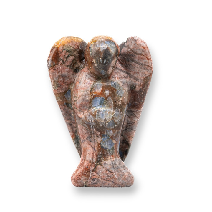 Ornament-Statue aus Halbedelsteinen, 5 cm, brauner Jaspis-Engel