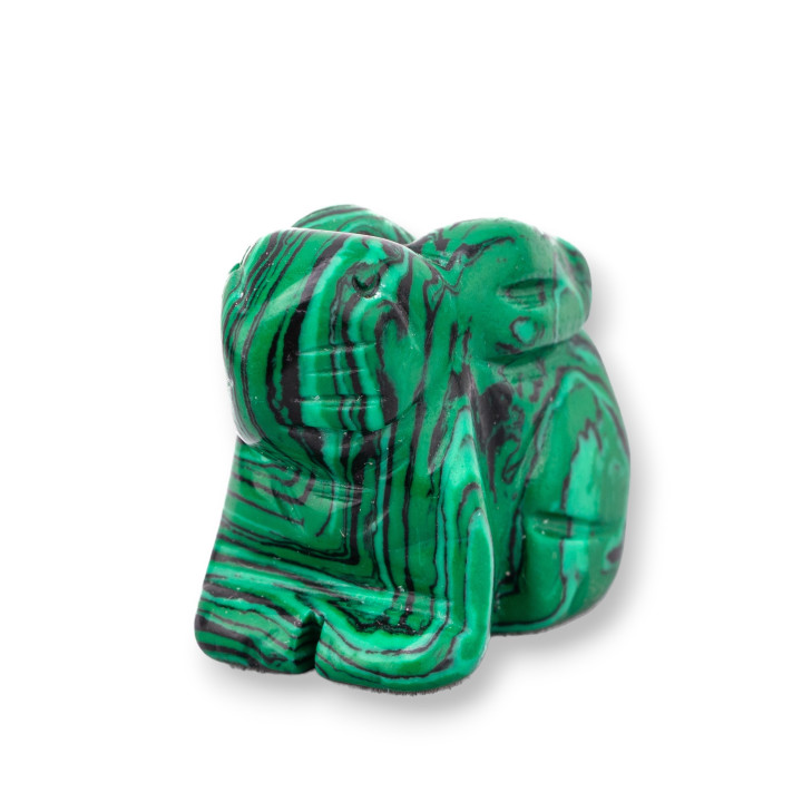 Ornament Statue Of Semi-precious Stones 1.5inch 3.5cm Malachite Paste Rabbit