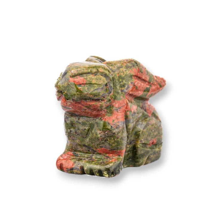 Ornement de statue de pierres précieuses 1,5 pouces 2,5 cm Lapin Unakite