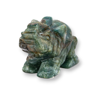 Semiprecious Stone Statue Ornament 1.5inch 3.5cm Moss Agate Elephant