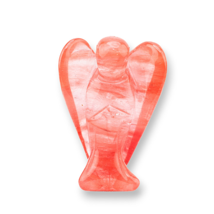 Gemstone Statue Ornament 2inch 5cm Cherry Quartz Angel