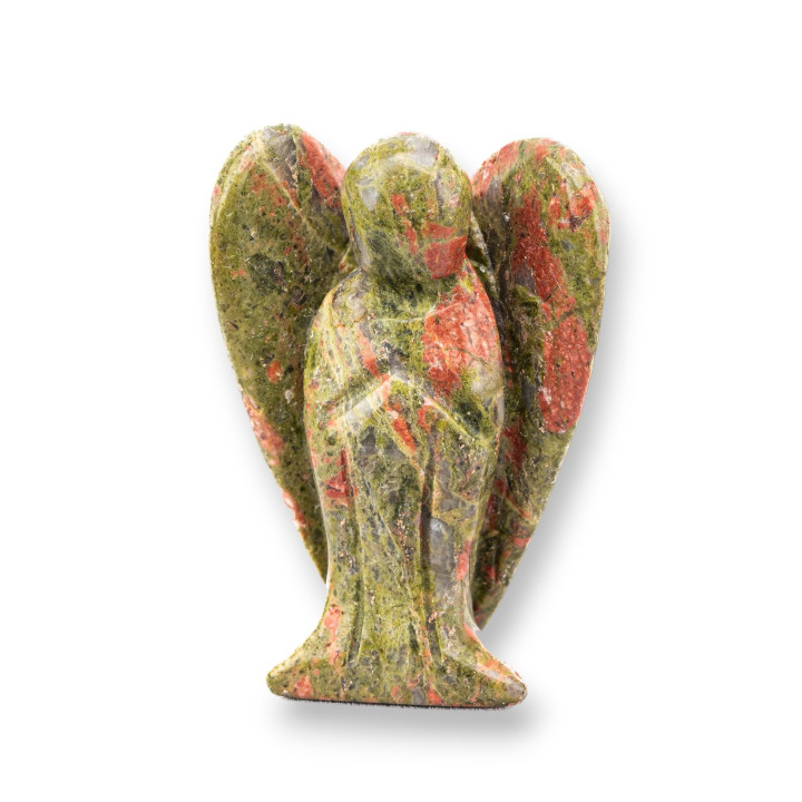 Adorno de estatua de piedras preciosas, ángel de unakita de 2 pulgadas y 5 cm