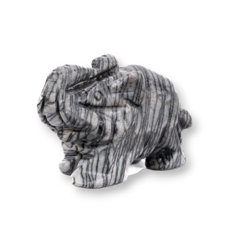 Adorno de estatua de piedra semipreciosa, elefante de jaspe negro de 2 pulgadas y 5cm