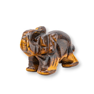 Semiprecious Stone Statue Ornament 2inch 5cm Tiger Eye Elephant