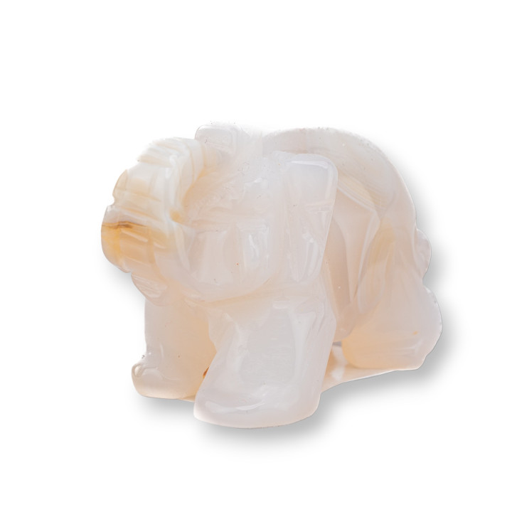 Gemstone Statue Ornament 2inch 5cm Light Pink Quartz Elephant