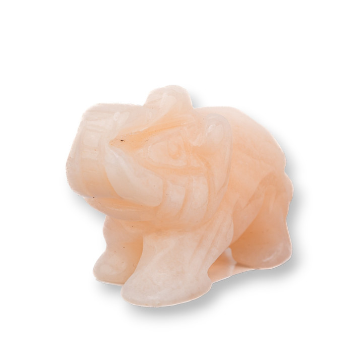 Gemstone Statue Ornament 2inch 5cm Light Pink Quartz Elephant