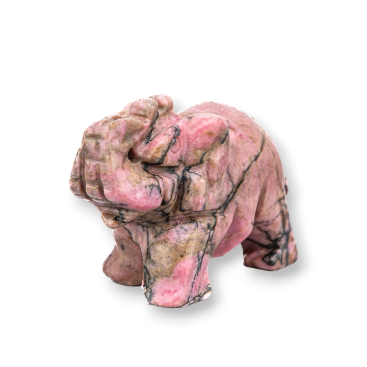 Edelstein-Statue-Ornament, 5 cm, Rhodonit-Elefant